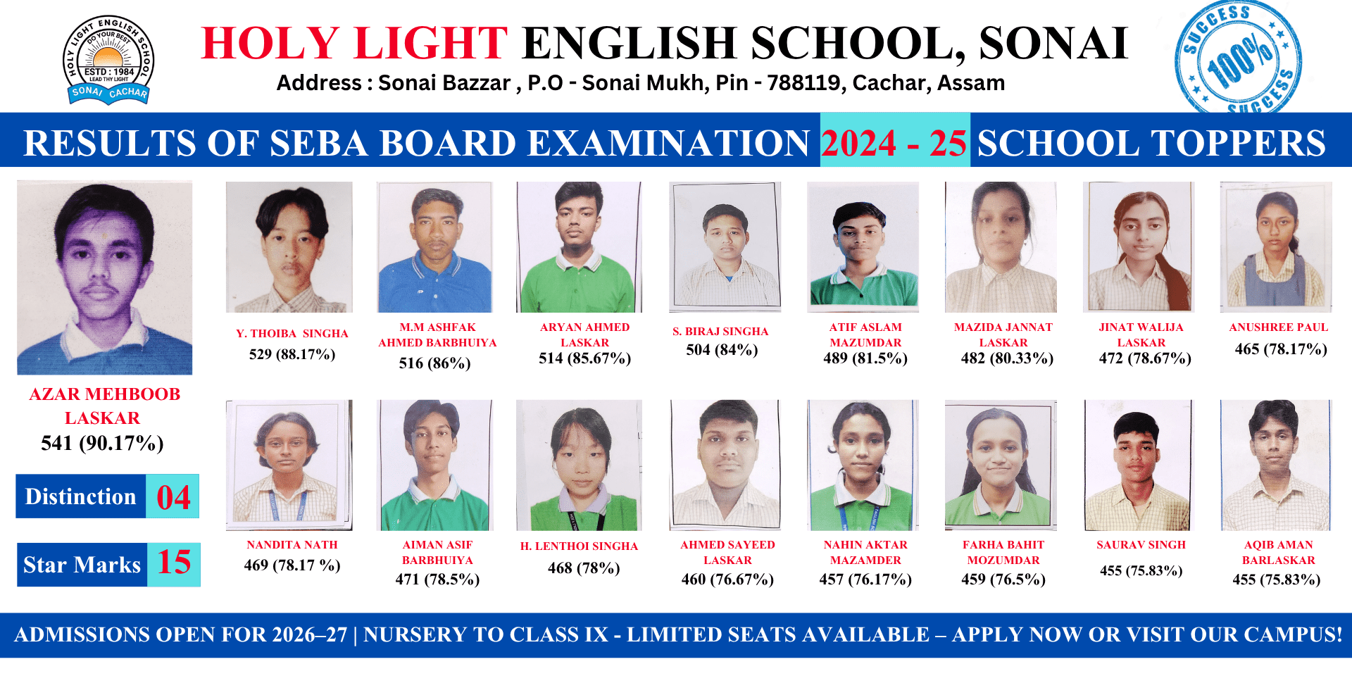 HOLY LIGHT ENGLISH SCHOOL, SONAI Result 2025 (1920 x 1280 px)